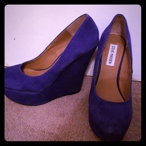 Steve Madden Blue Suede Platform Wedges